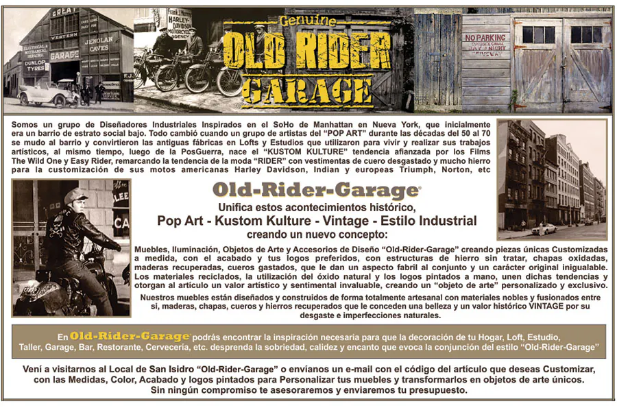 La historia de Old Rider Garage: Pop Art, Kustom Kulture, vintage y estilo industrial